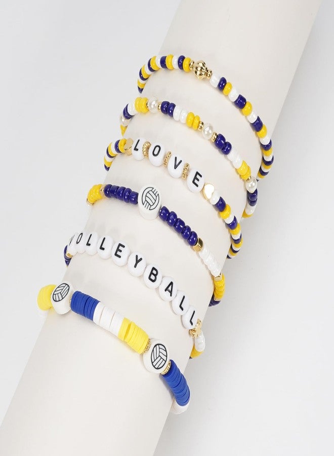 Briutn Volleyball Beaded Bracelet Set Heishi Stackable Bracelets Sports Theme Friendship Jewelry - Image 2
